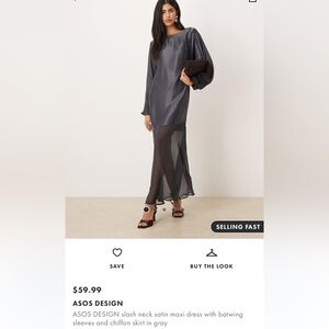 ASOS Gray Satin Maxi Dress